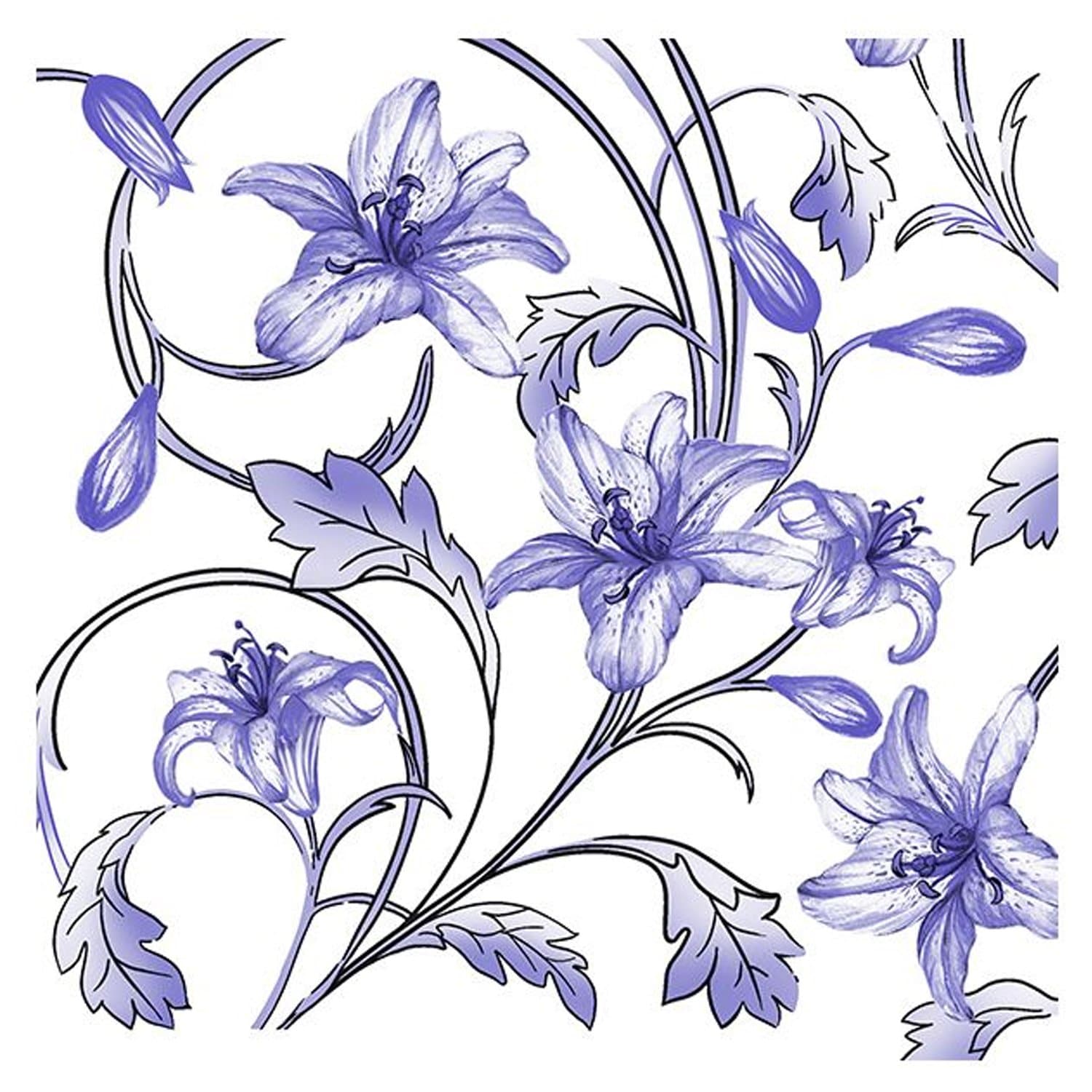 Flowers Purple Lunch Paper Napkins 20 Pack