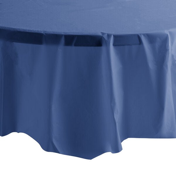 *WHOLESALE* 84'' Round Blue Table Cloth Plastic Disposable 36/Case