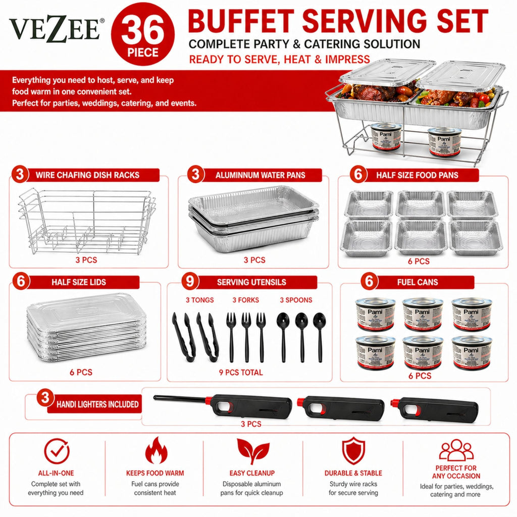 36 Piece All-in-One Chafing Dish Set for Catering & Events