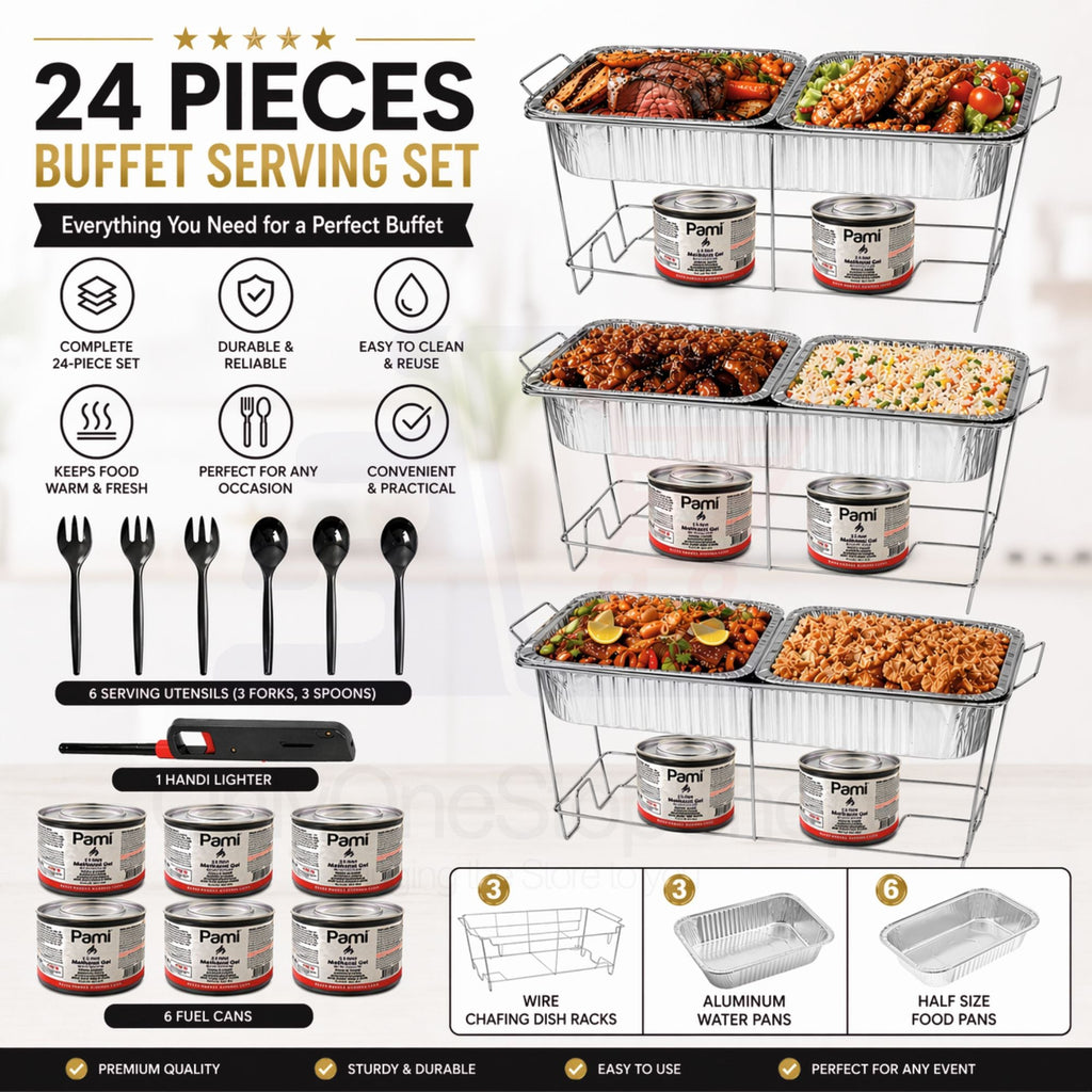 24 Piece All-in-One Chafing Dish Set for Catering & Events