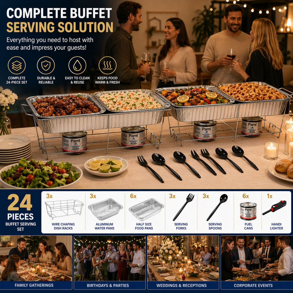 24 Piece All-in-One Chafing Dish Set for Catering & Events