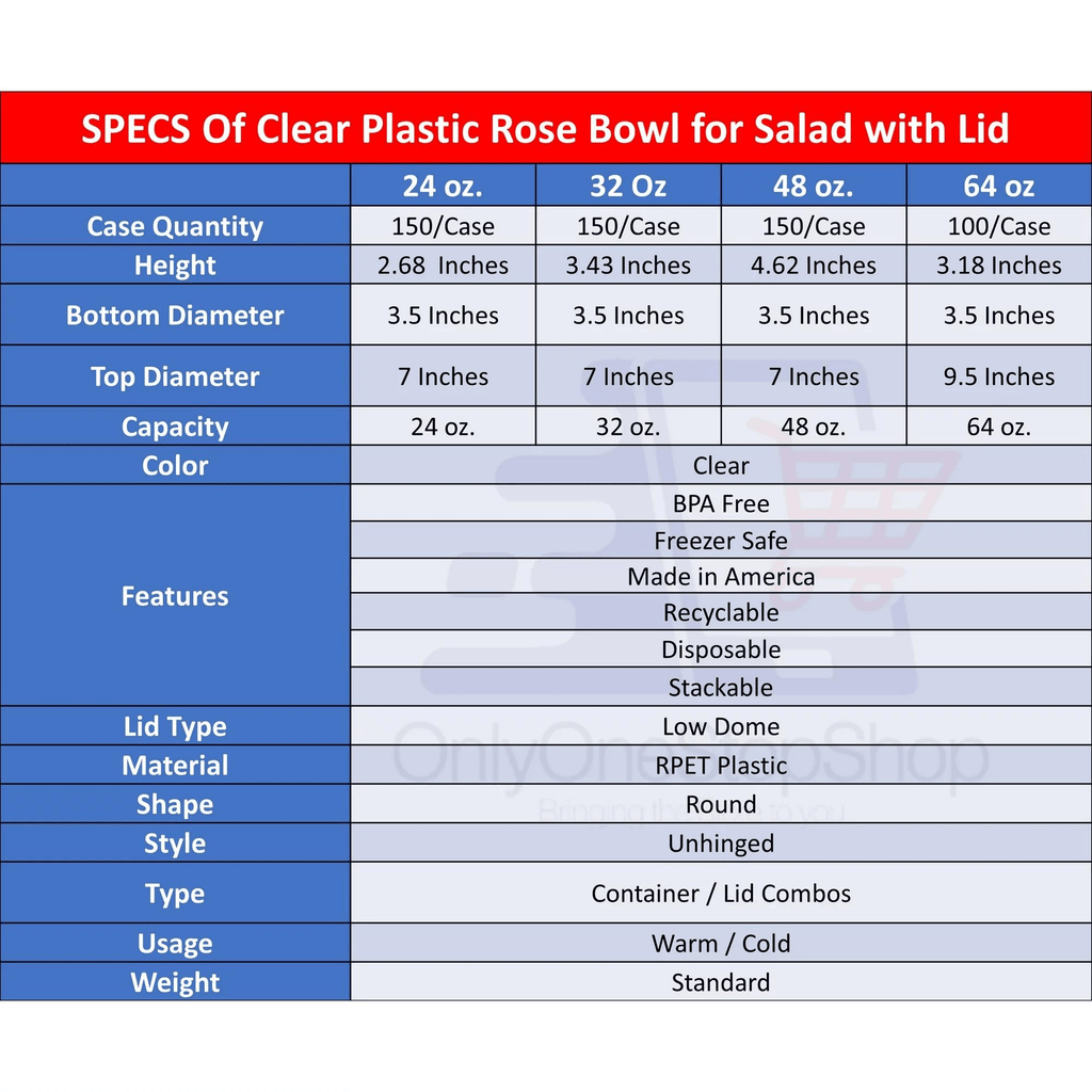 24oz Rose Salad Bowls To-Go Containers with Airtight Lids Disposable plastic