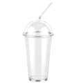 24oz Clear PET Plastic Cups with Dome Lid & Plastic Straw