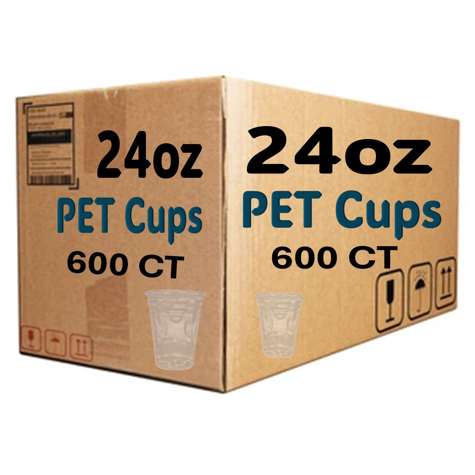 *WHOLESALE* 24oz Plastic Clear PET Cups 600/Case