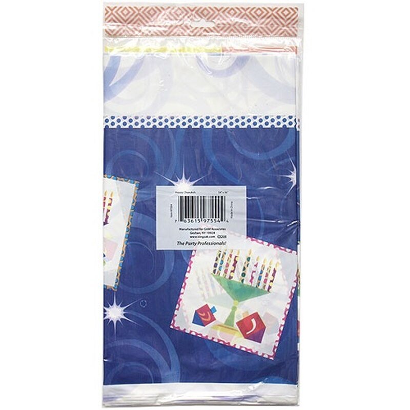 54"X 96" Rectangular Plastic Table Cloth Chanukah 1 Pack