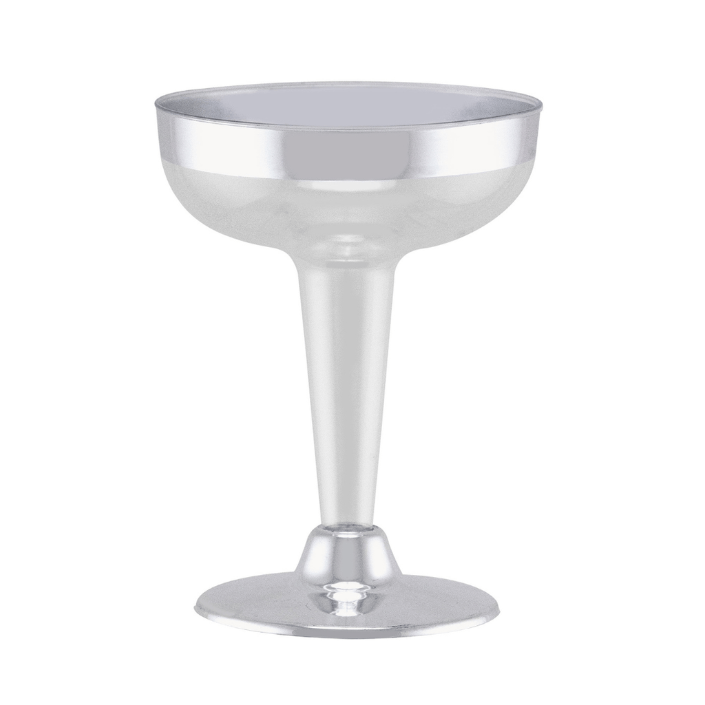 4oz Clear Silver Rim & Bottom Plastic Champagne Cocktail