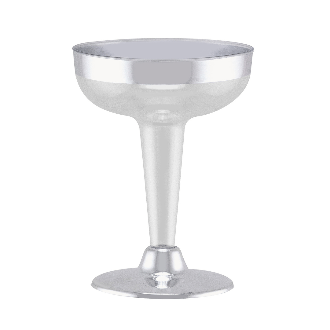 4oz Clear Silver Rim & Bottom Plastic Champagne Cocktail