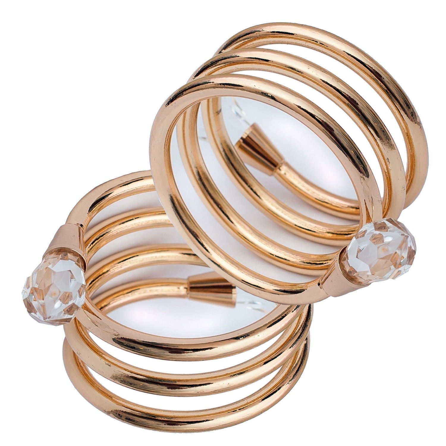 SALE Spiral Gold Plated Napkin Rings 4 piece Set (Decorative diamond accents may fall off during shipping)