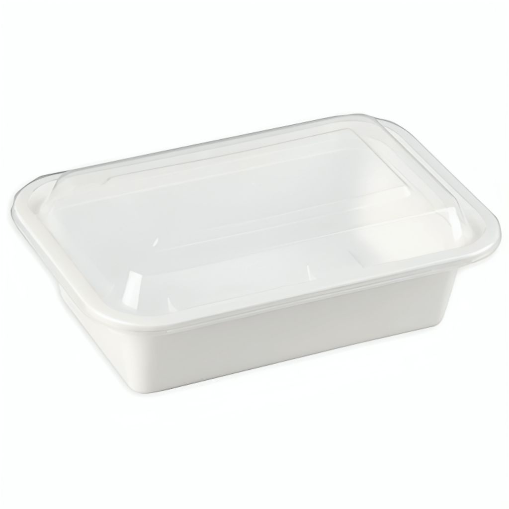 38oz Container With Lid Extra Strong White Rectangular Meal Prep Plastic