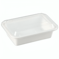 38oz Container With Lid Extra Strong White Rectangular Meal Prep Plastic