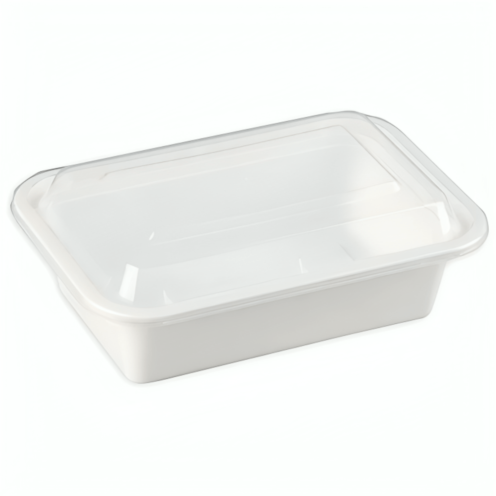 38oz Container With Lid Extra Strong White Rectangular Meal Prep Plastic