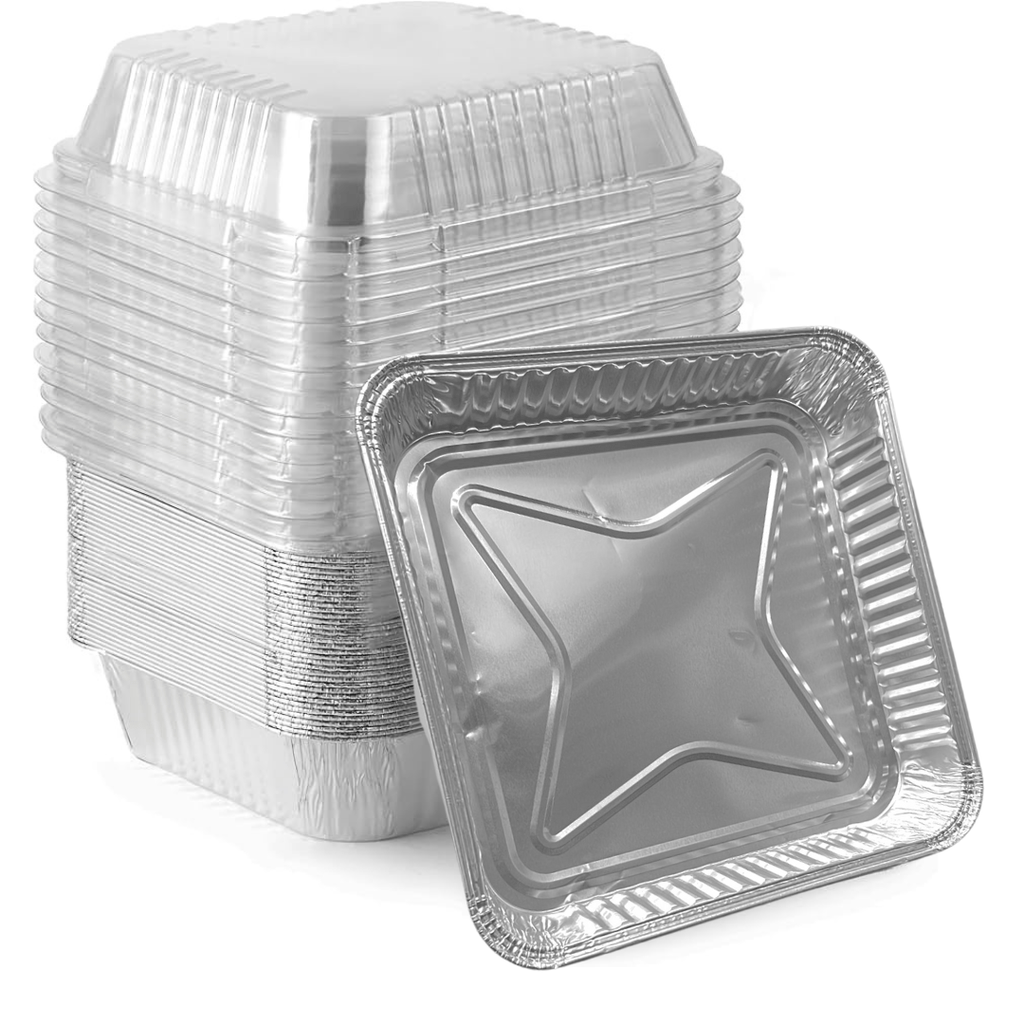 8" SHALLOW (1.5" width) With Dome Lids Aluminum Cake Baking Pan Disposable
