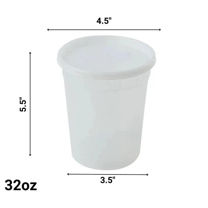 72 Pcs-COMBO Heavy Weight 24pcs each Deli Containers 8oz 16oz 32oz Disposable Plastic
