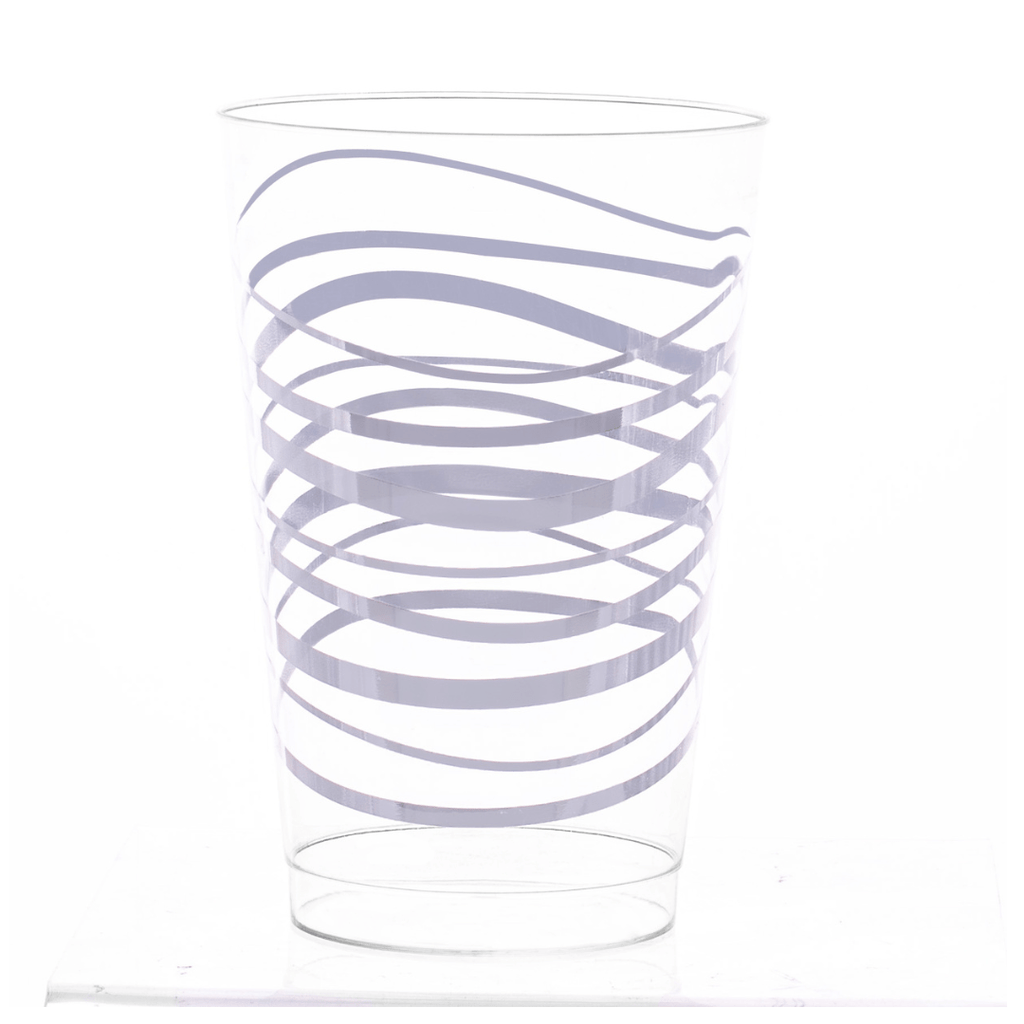 12oz Hard Plastic Ripple Transparent Silver Cups