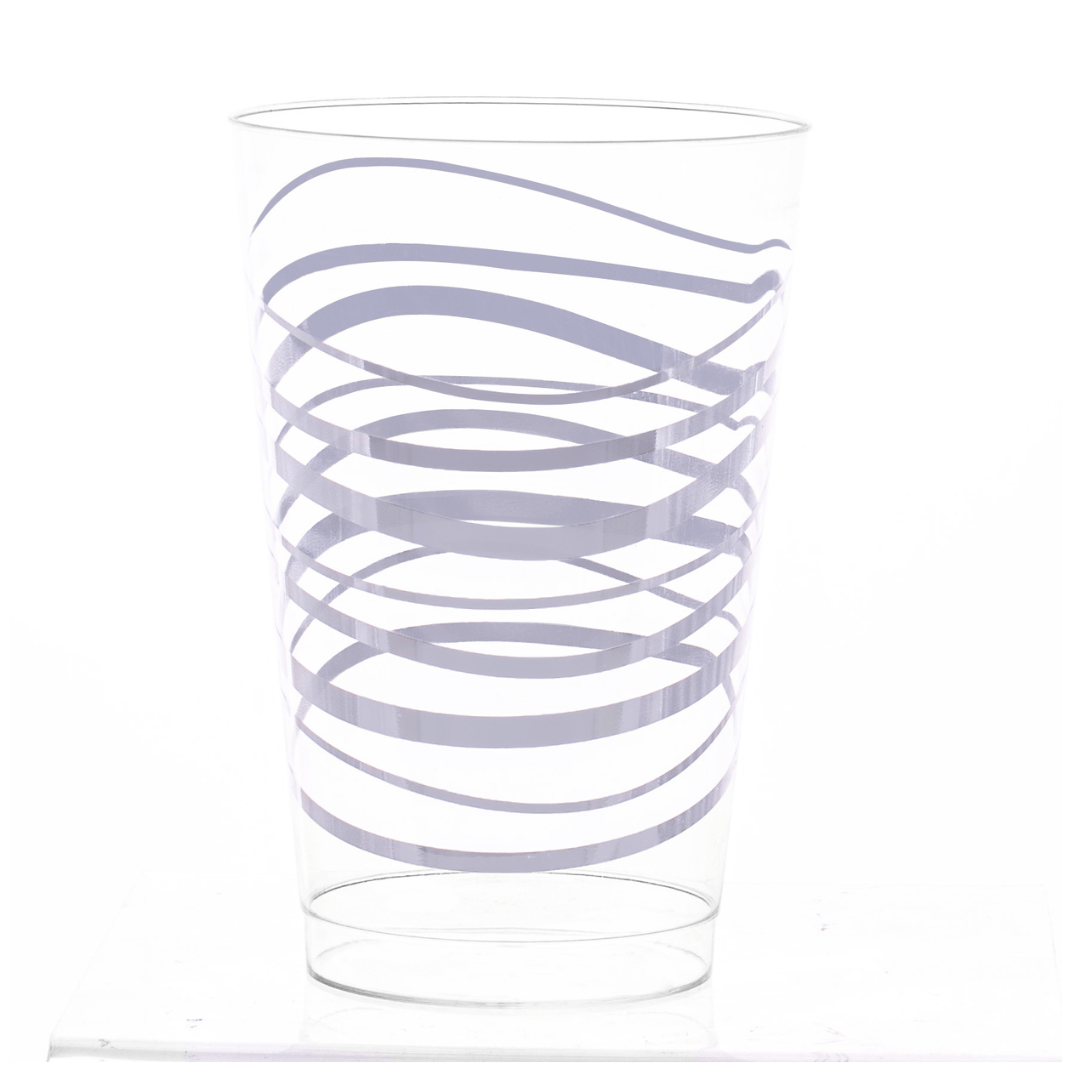 12oz Hard Plastic Ripple Transparent Silver Cups