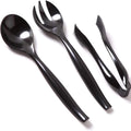 Plastic Serving Utensils, Heavy Duty Black Disposable, 18 piece Set Disposable Cutlery Set Vezee 18 Piece