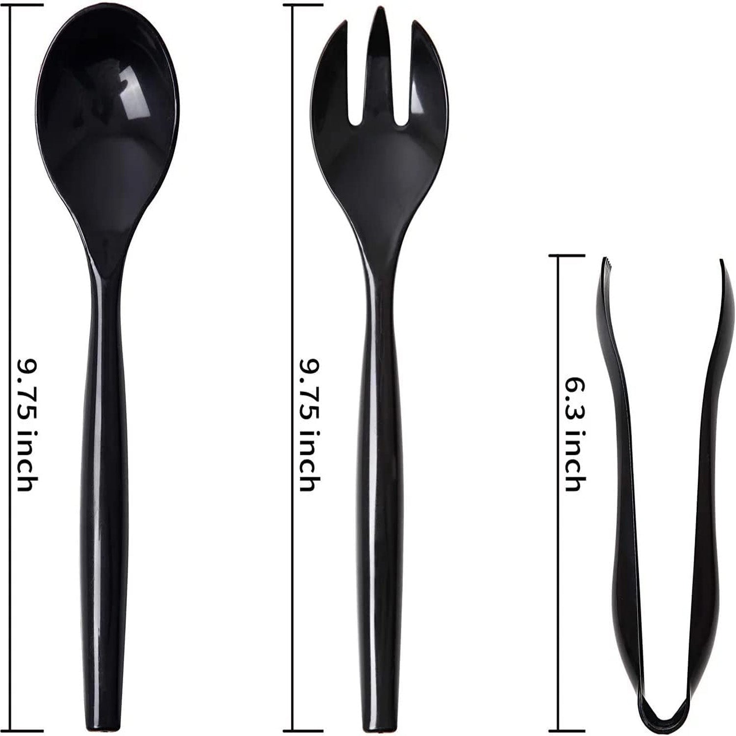 Plastic Serving Utensils,Heavy Duty Black Disposable,  9 Piece Set
