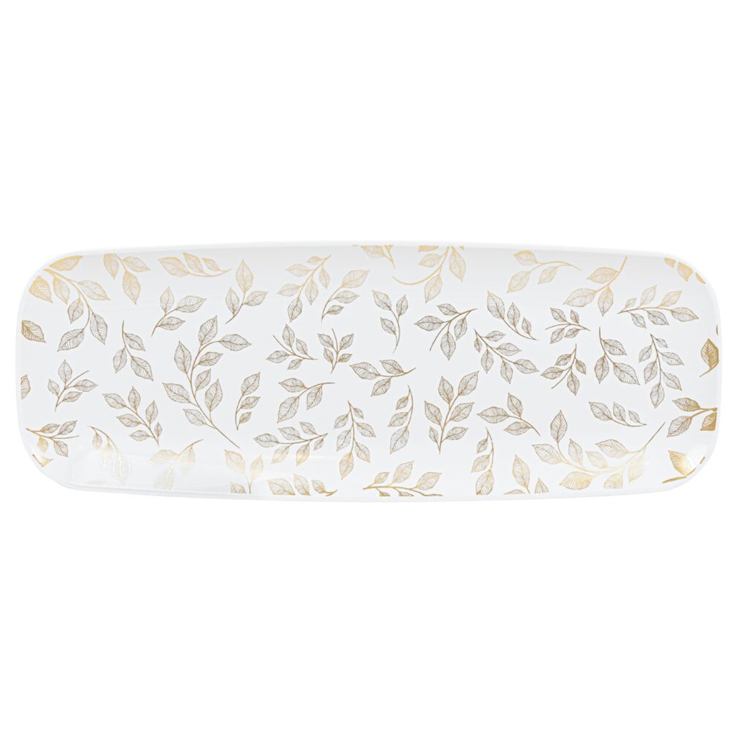 Organic 17.5″ Leave White plastic Disposable Tray Rectangle