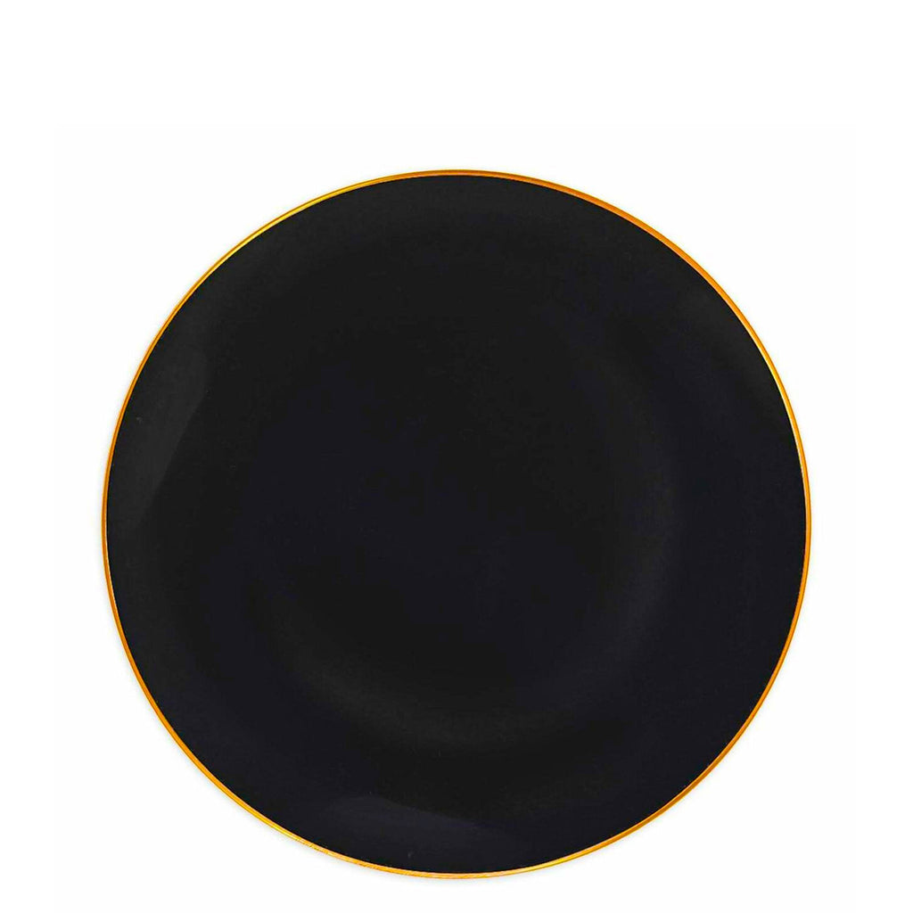 Organic 7.5"  Black/Gold Rim Plastic Appetizer/Dessert Plates