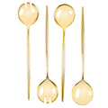 13" Novelty Serving Plastic Cutlery Plastic Spoon & Spork Gold
