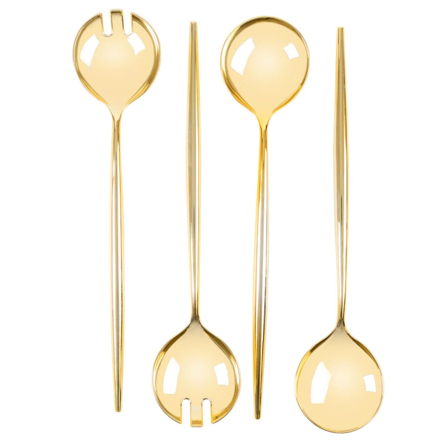 13" Novelty Serving Plastic Cutlery Plastic Spoon & Spork Gold