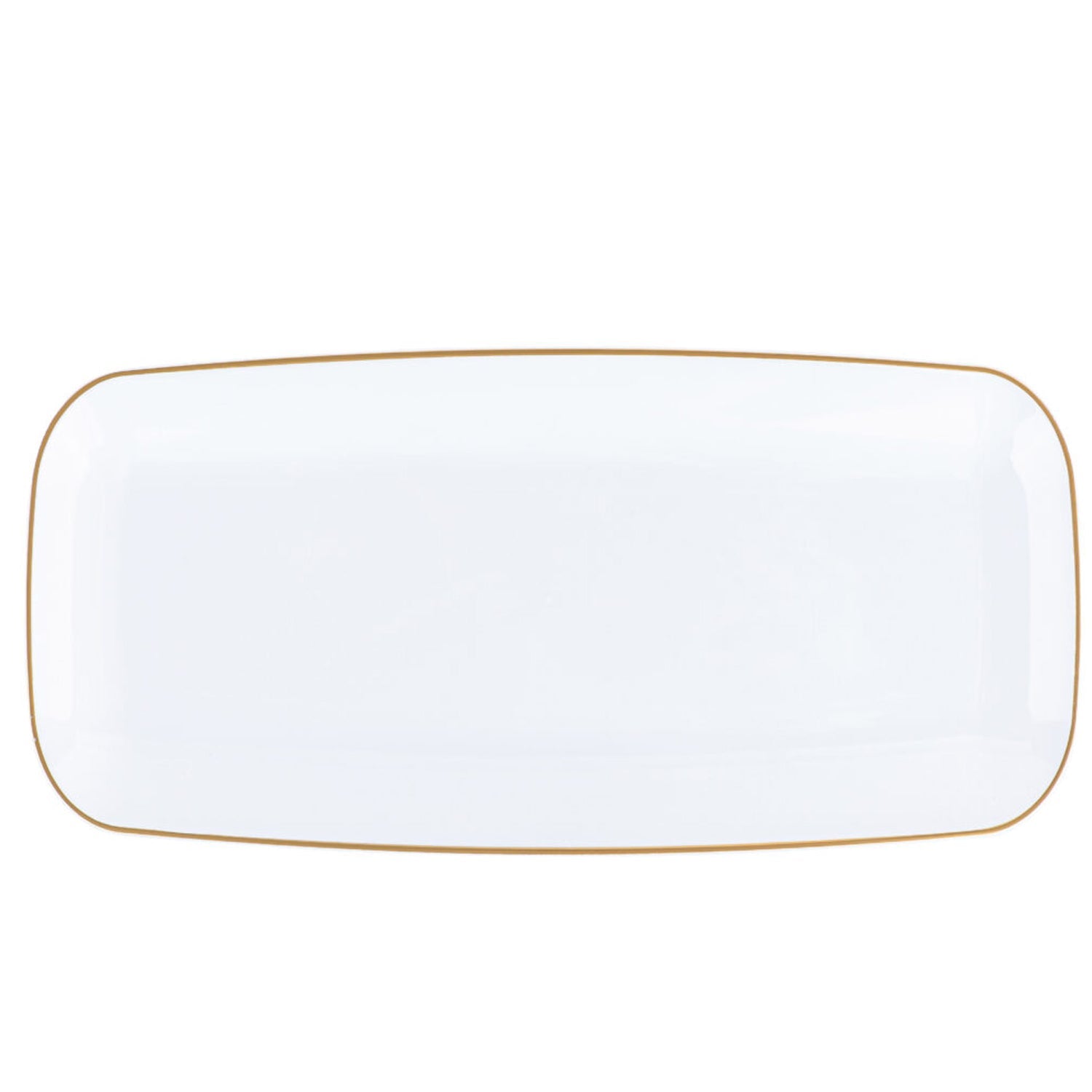 Organic 10.5"X5" White Gold Rim Tray Rectangle Plastic Disposable