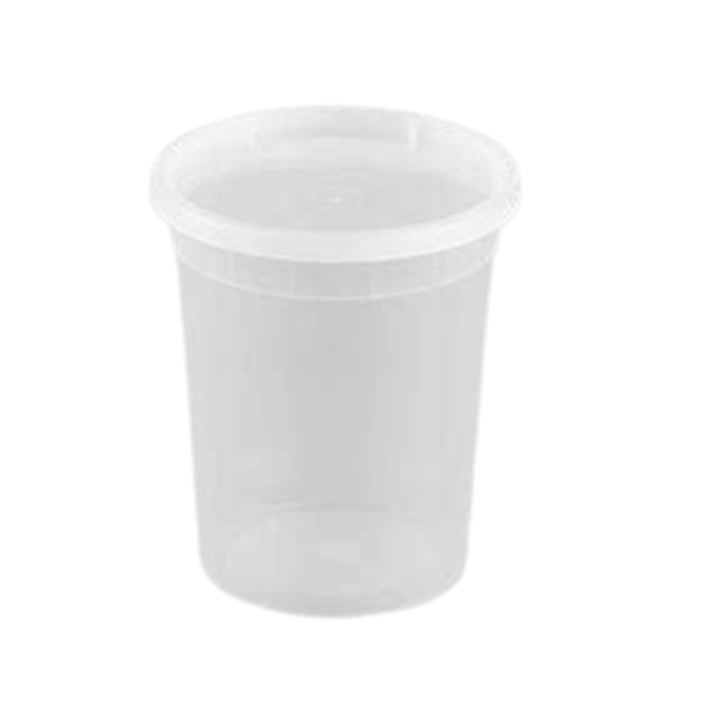 32oz Deli Container with Lid Lightweight Plastic Clear Round
