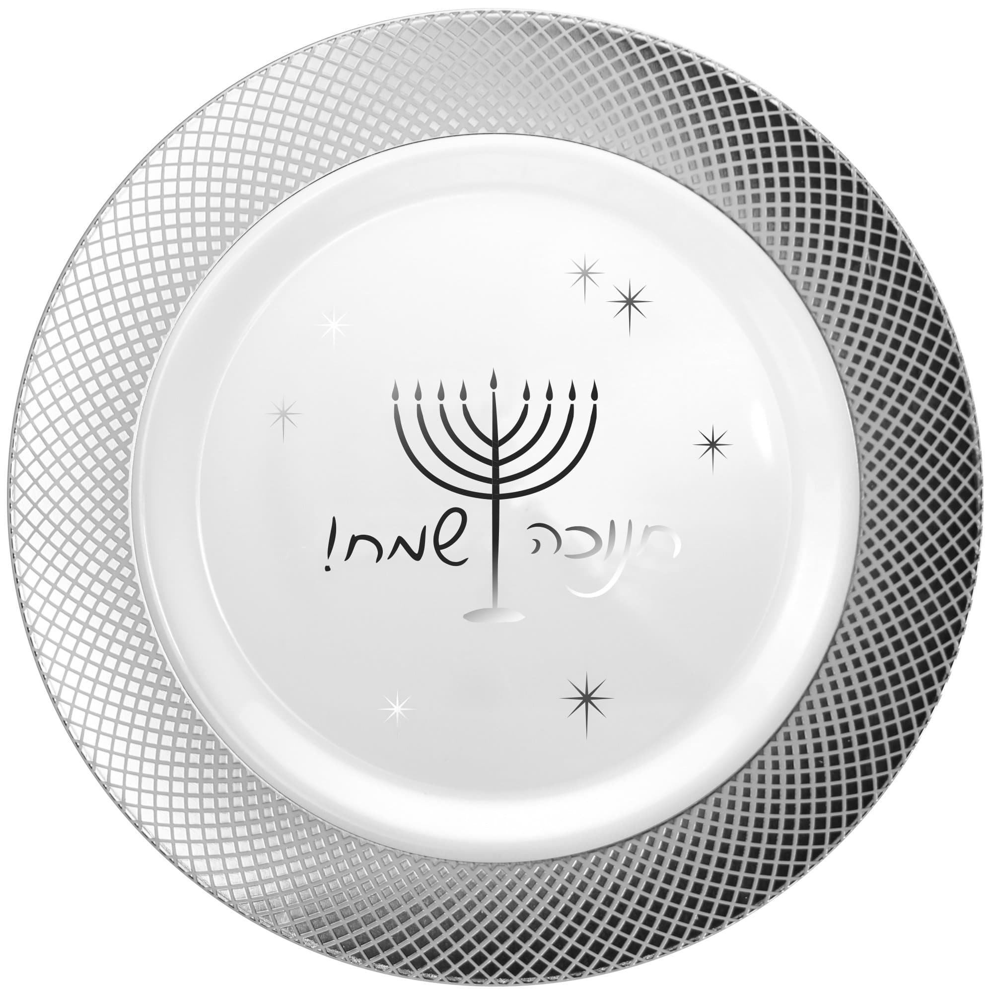 12" Plastic Silver Plate Chanukah Heavyweight 5 Pack