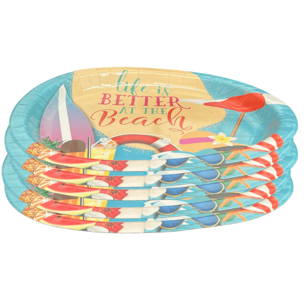 Oval 10" x 12" Plates Beach-party  10 Pack