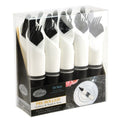 Pre-Rolled Black Cutlery Combo Spoon, Knife, Forks and Napkin Plastic