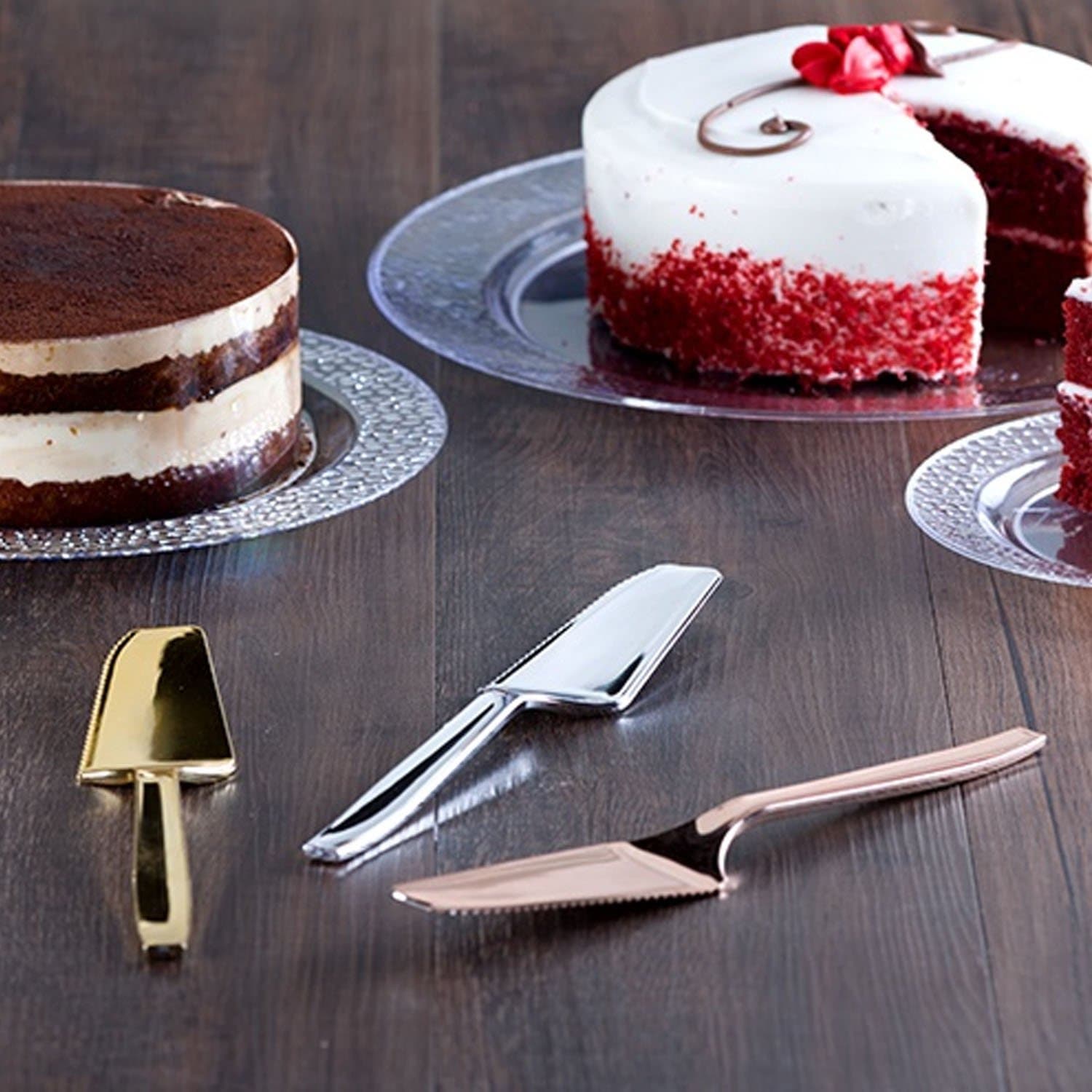 9" Cake Server Set Plastic Silver Polished