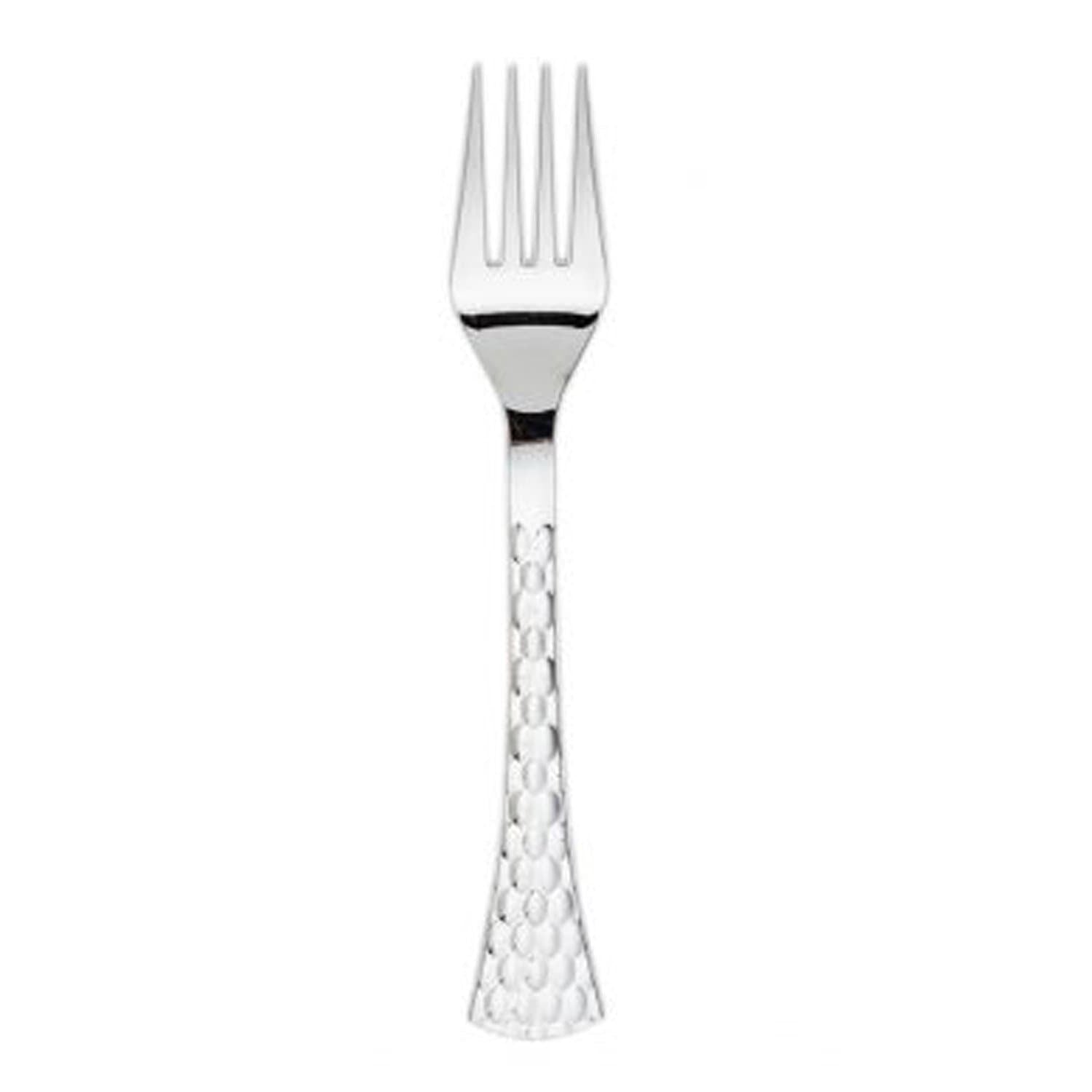 Glamour Fork Silver Heavyweight Disposable Plastic 20 Pack