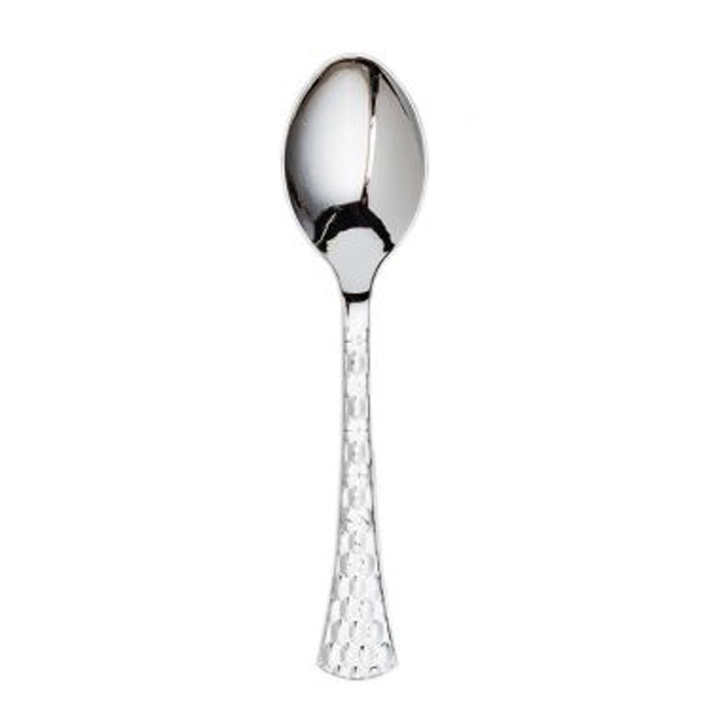 Glamour Table Spoon Silver Heavyweight Disposable Plastic 20 Pack