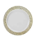 Pebbled 7.5" White with Gold Plastic Appetizer/Dessert Plate