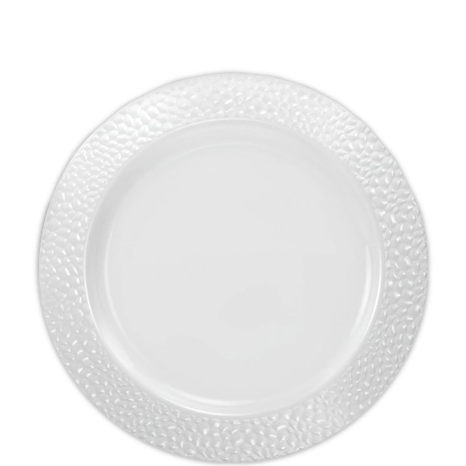 Pebbled 7.5" White Appetizer/Dessert Plate Plastic