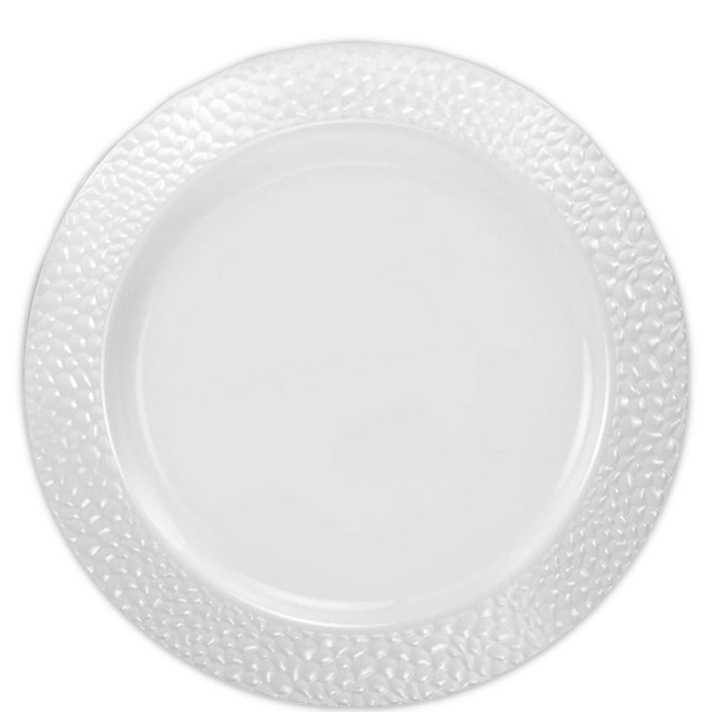 Pebbled 9" White Meal Plate Plastic