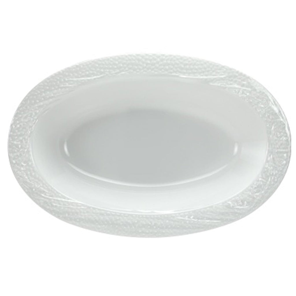 32oz Pebbled White Oval Serving Bowl Plastic
