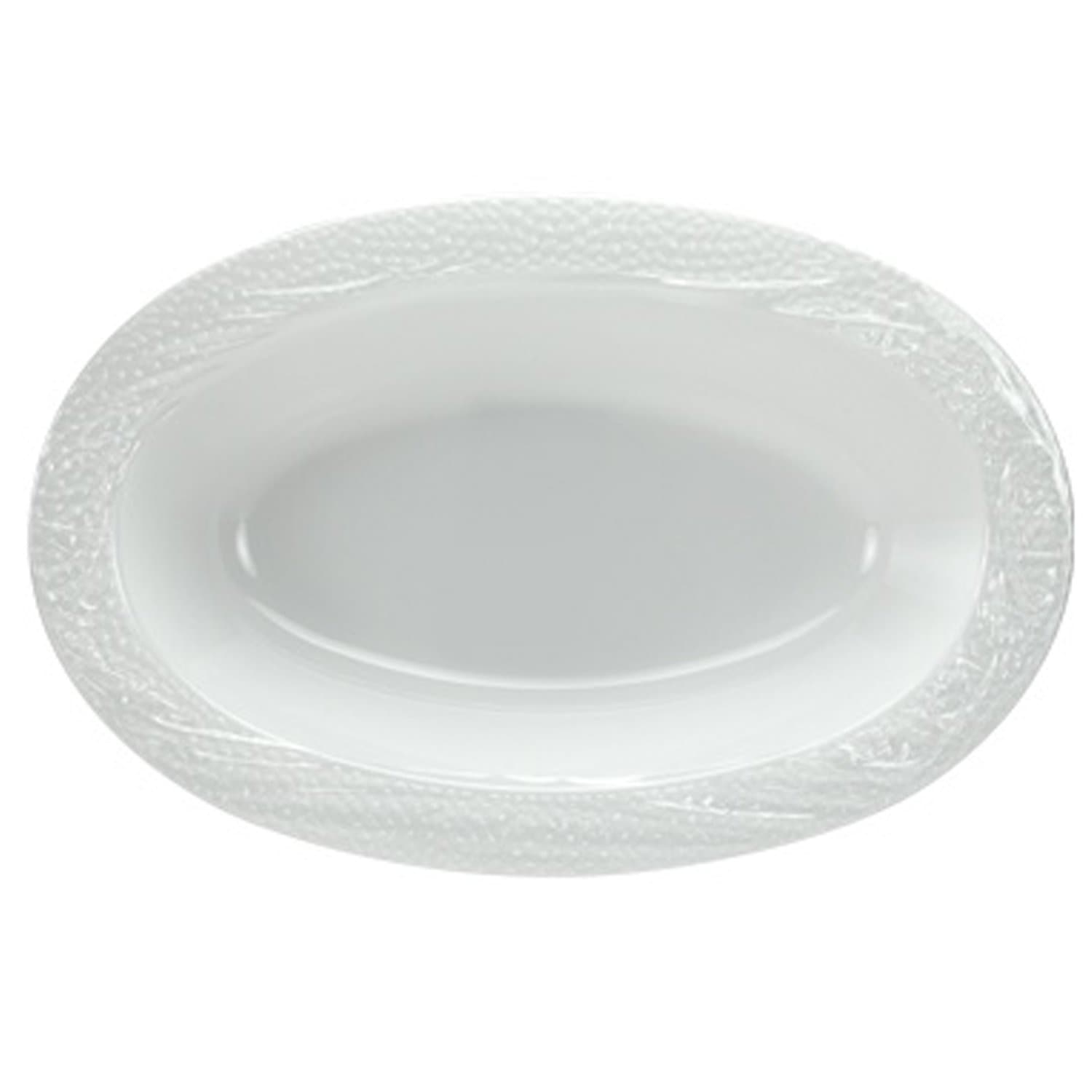 32oz Pebbled White Oval Serving Bowl Plastic