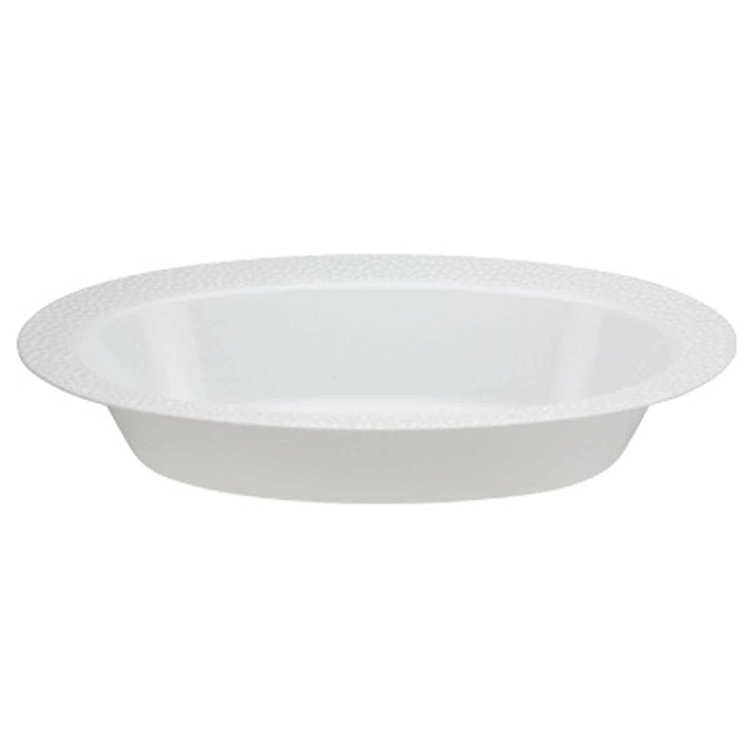 48oz Pebbled White Oval Serving Bowl Plastic