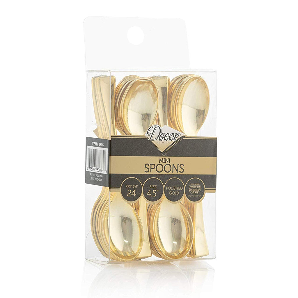 4" Gold Mini Plastic Spoons 24 Pack