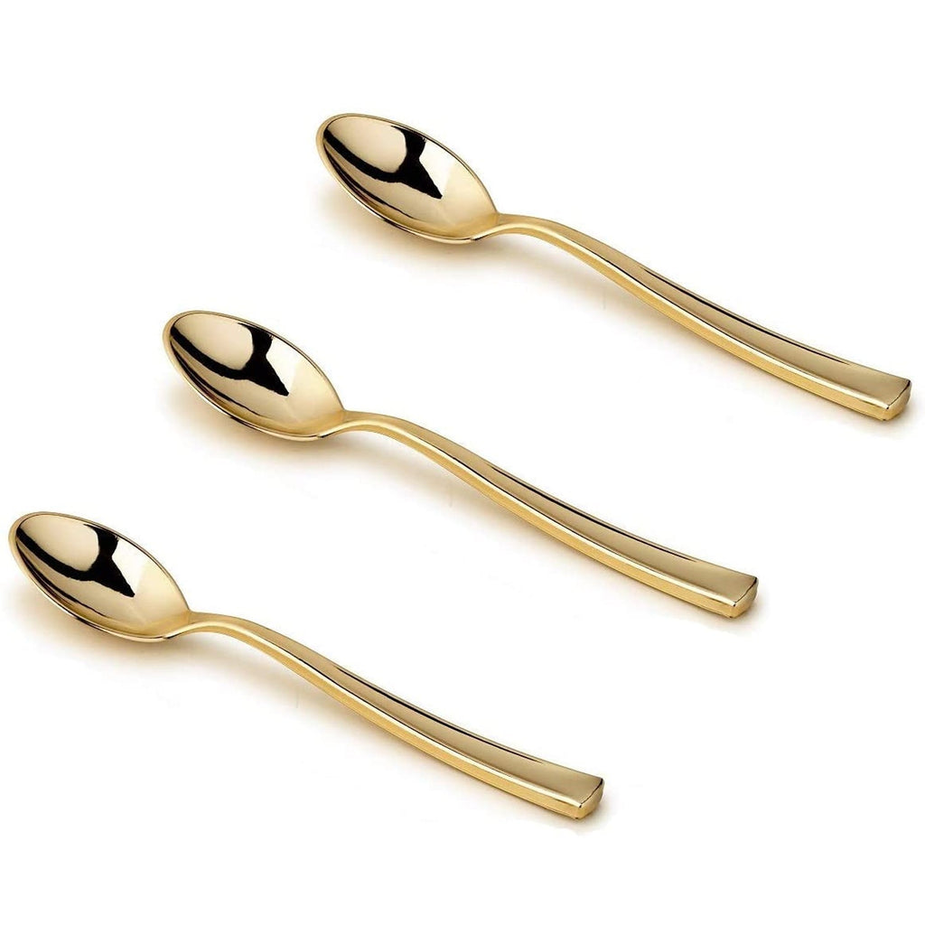 4" Gold Mini Plastic Spoons 24 Pack