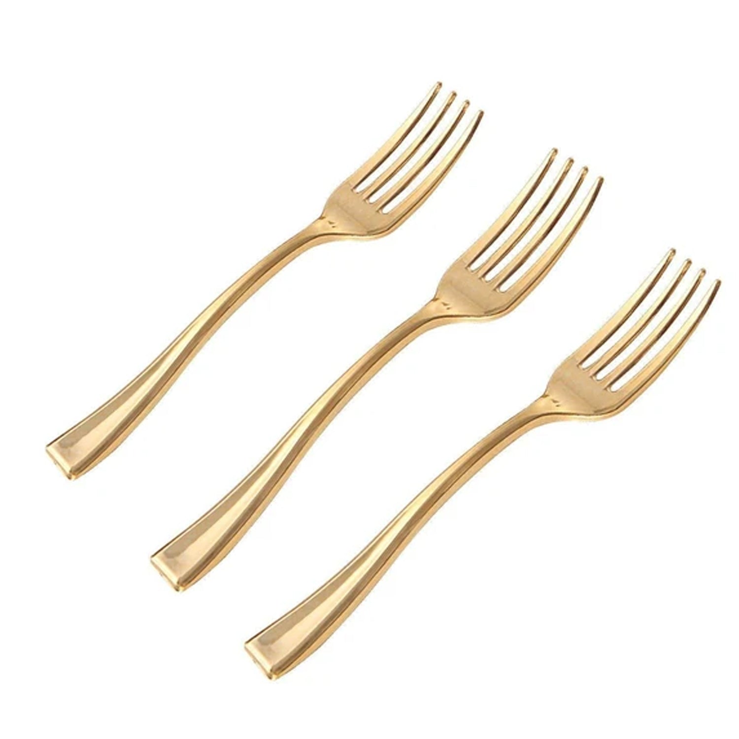 4" Gold Mini Plastic Forks 24 Pack