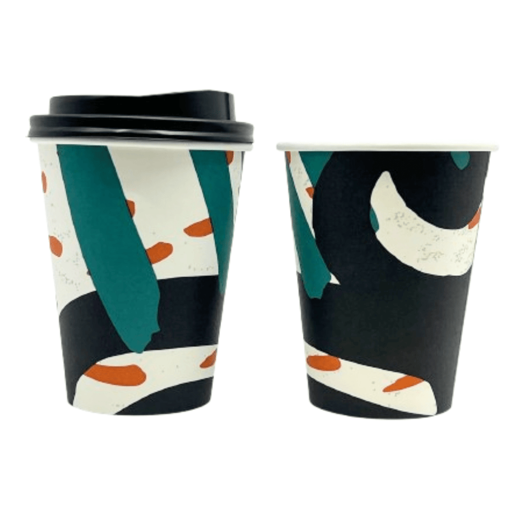 12oz Paper Cups With Lids Doodles Hot/Cold