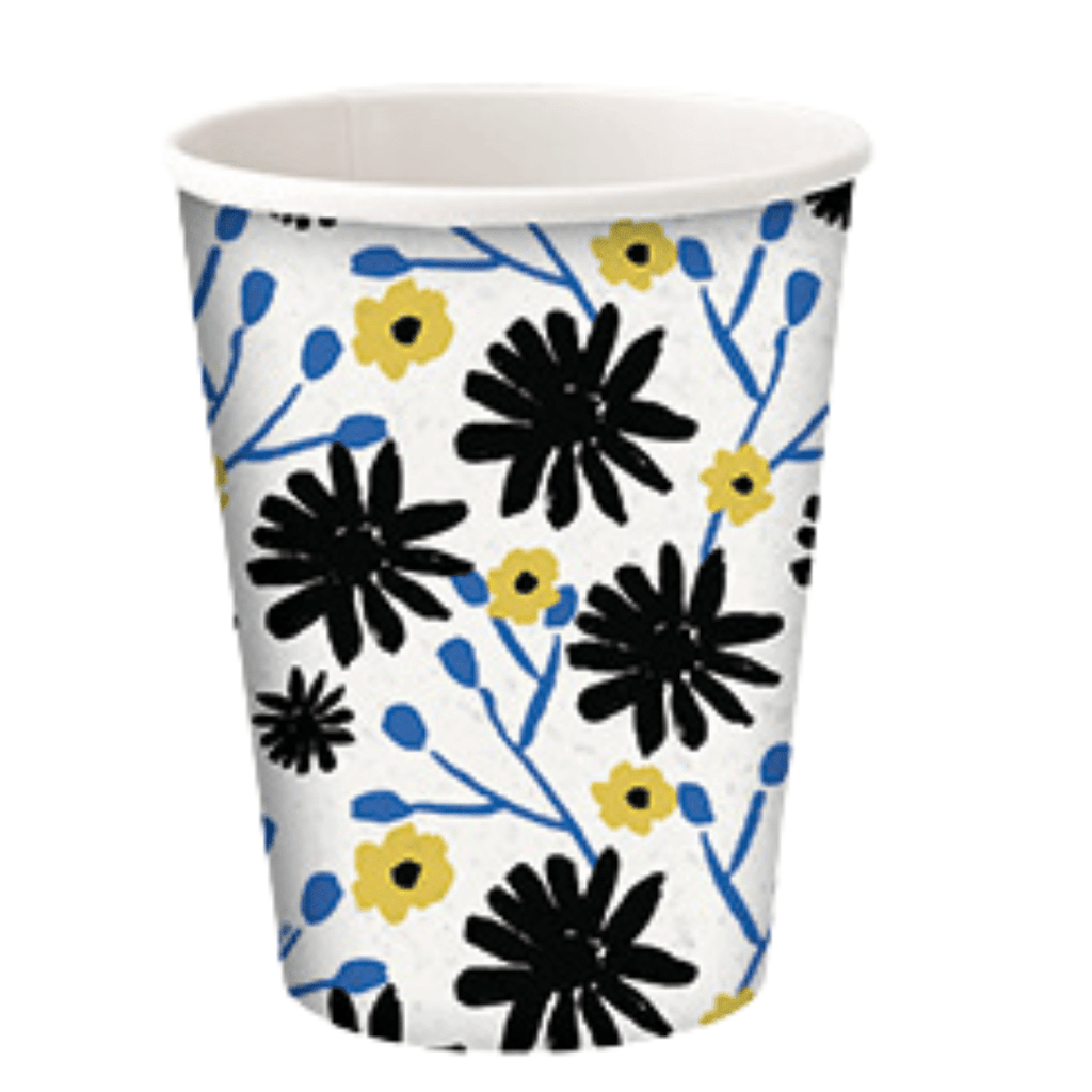 12oz Floral Indigo Paper Cups