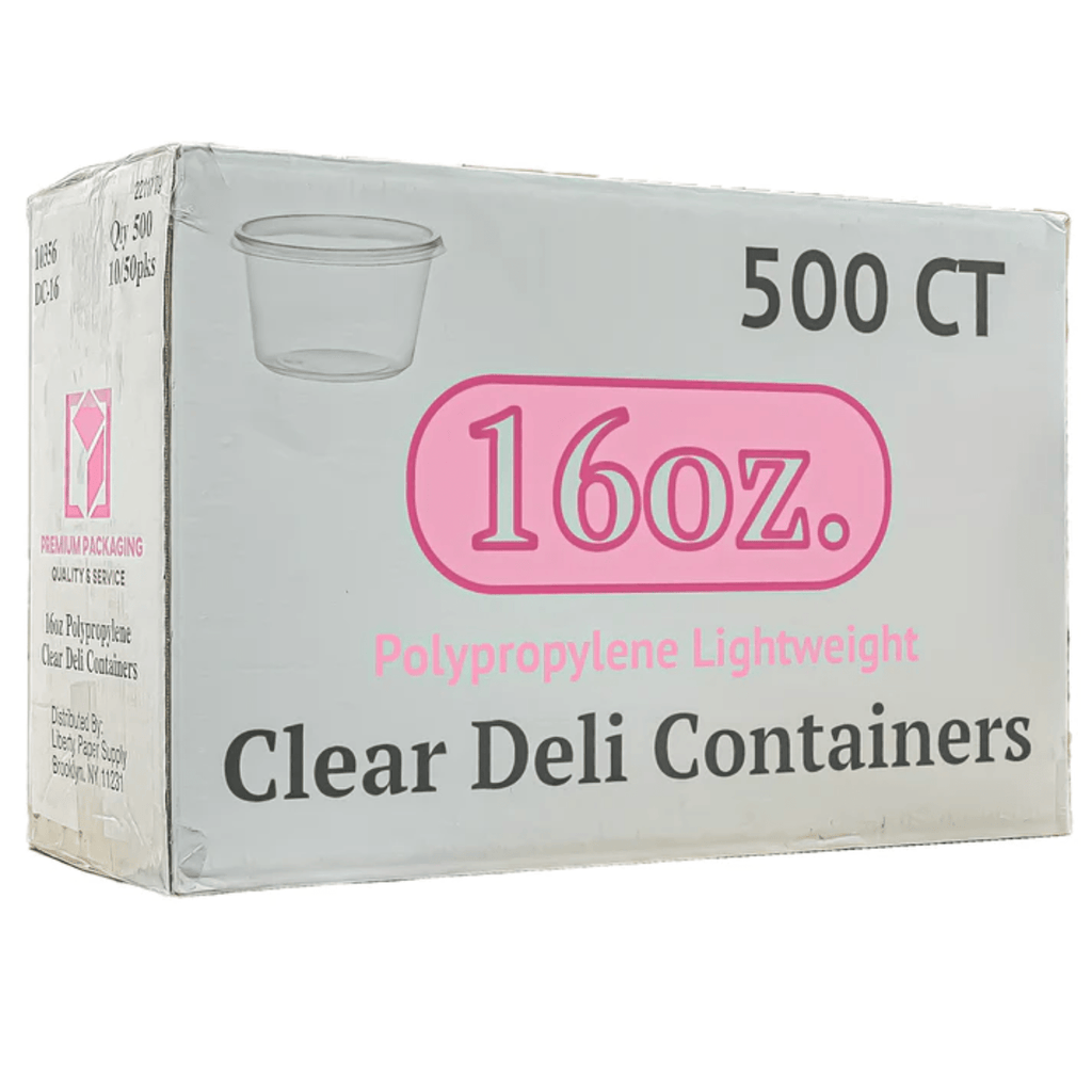 *WHOLESALE* 16oz Lightweight Deli Containers with Lids Disposable Plastic 500/case