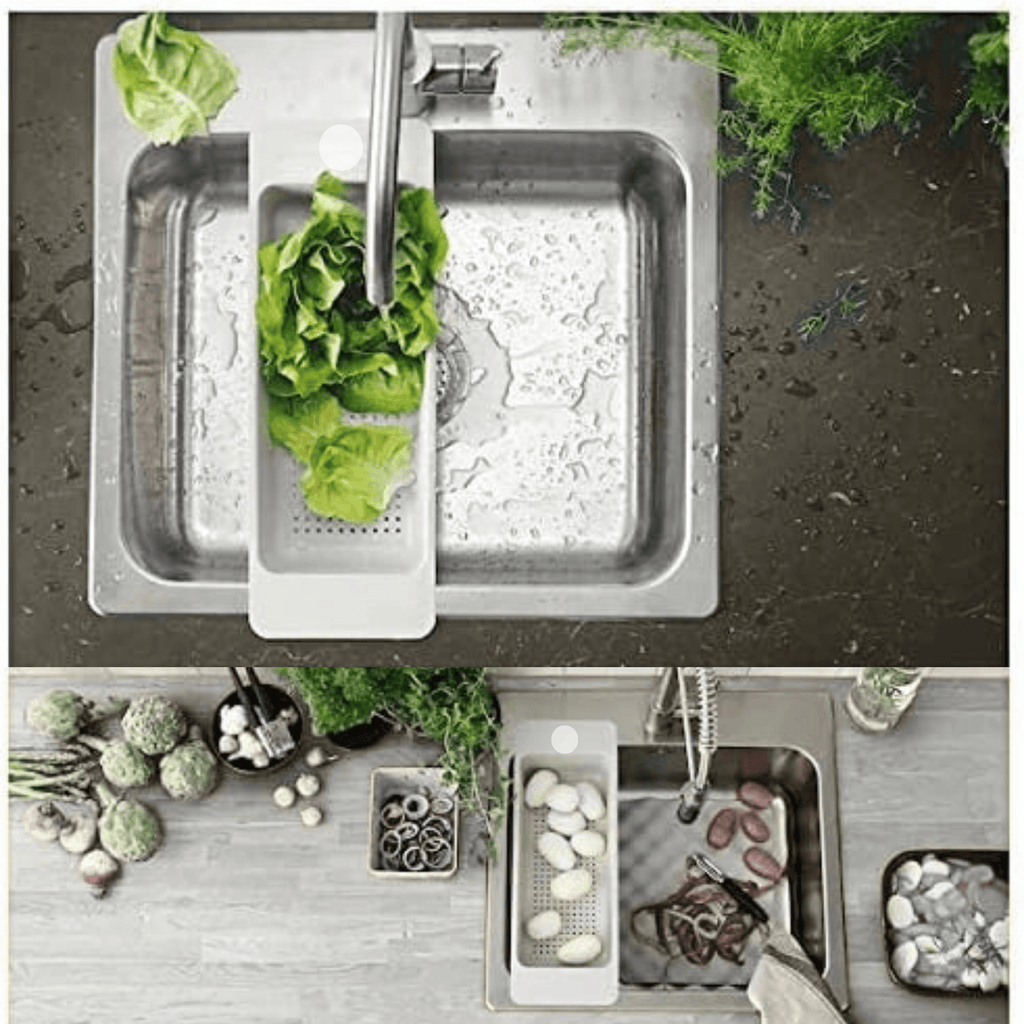 Over‑Sink Plastic Colander Strainer White Basket: 1 Piece