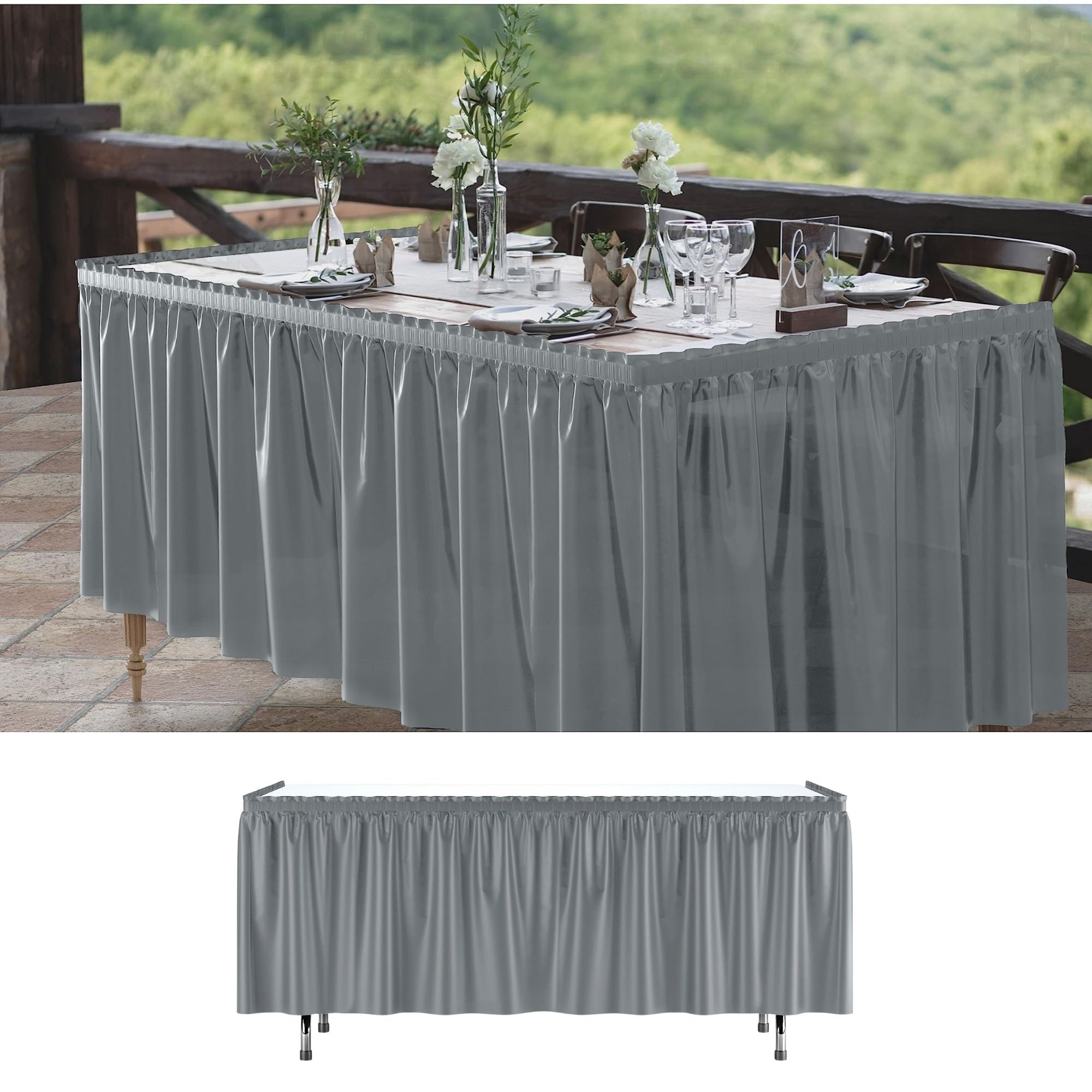 29''X14'' Silver Plastic Tableskirt 1 Pack