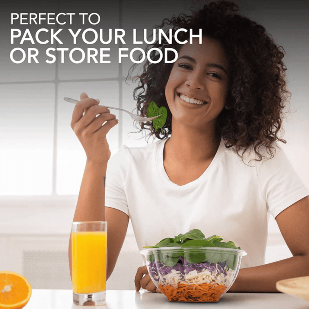 *WHOLESALE* 32oz Salad Bowls To-Go Containers with lids Plastic Disposable 150/case