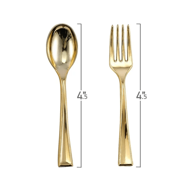 4" Gold Mini Plastic Forks 24 Pack
