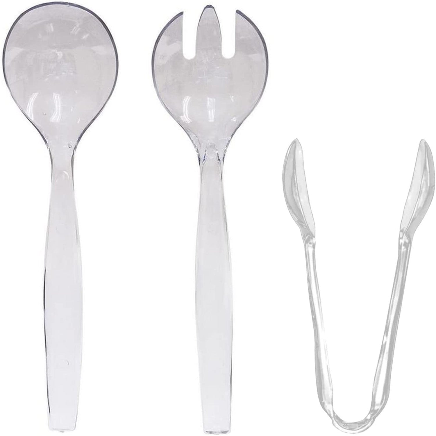 Plastic Serving Utensils, Heavy Duty Clear Disposable Utensils, 9 Piece Set Disposable Cutlery Set Vezee 9 Piece